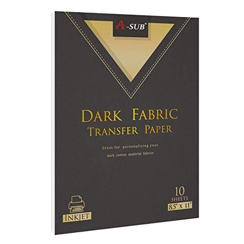 ASUB Inkjet Printable Iron On Heat Transfer Paper for Dark Fabrics10 Sheets 85x11 Inch Make Custom T ShirtsTotesBags