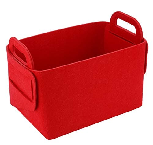 Minoisome Storage Basket Felt Storage Bin Collapsible Convenient Box Organizer with Carry Handles for Office Bedroom Closet Babies Nursery Toys Laundry Red 157inchL11inchW10inchH