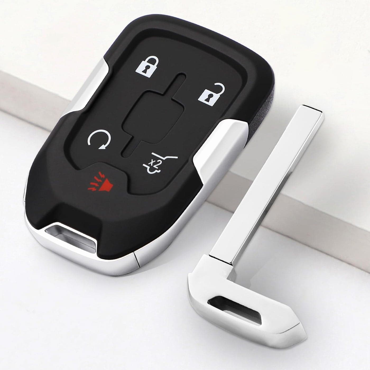 HelloAuto Key Fob Replacement Fit for GMC Acadia 20172020 for GMC Terrain 20182020 Keyless Entry Remote Start Keyfob Shell 5 Buttons SelfProgrammed Smart Key Fob Cover Case with ChipHYQ1EA