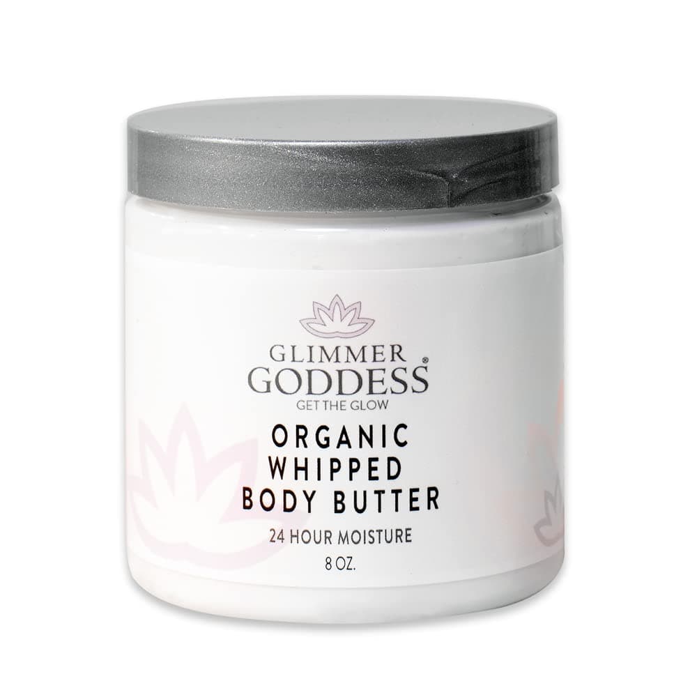GLIMMER GODDESS Organic Whipped Body Butter White Ginger Amber Vegan 24 Hr Hydration Less Stretch Marks All Skin Types ChildSafe Organic 8 oz