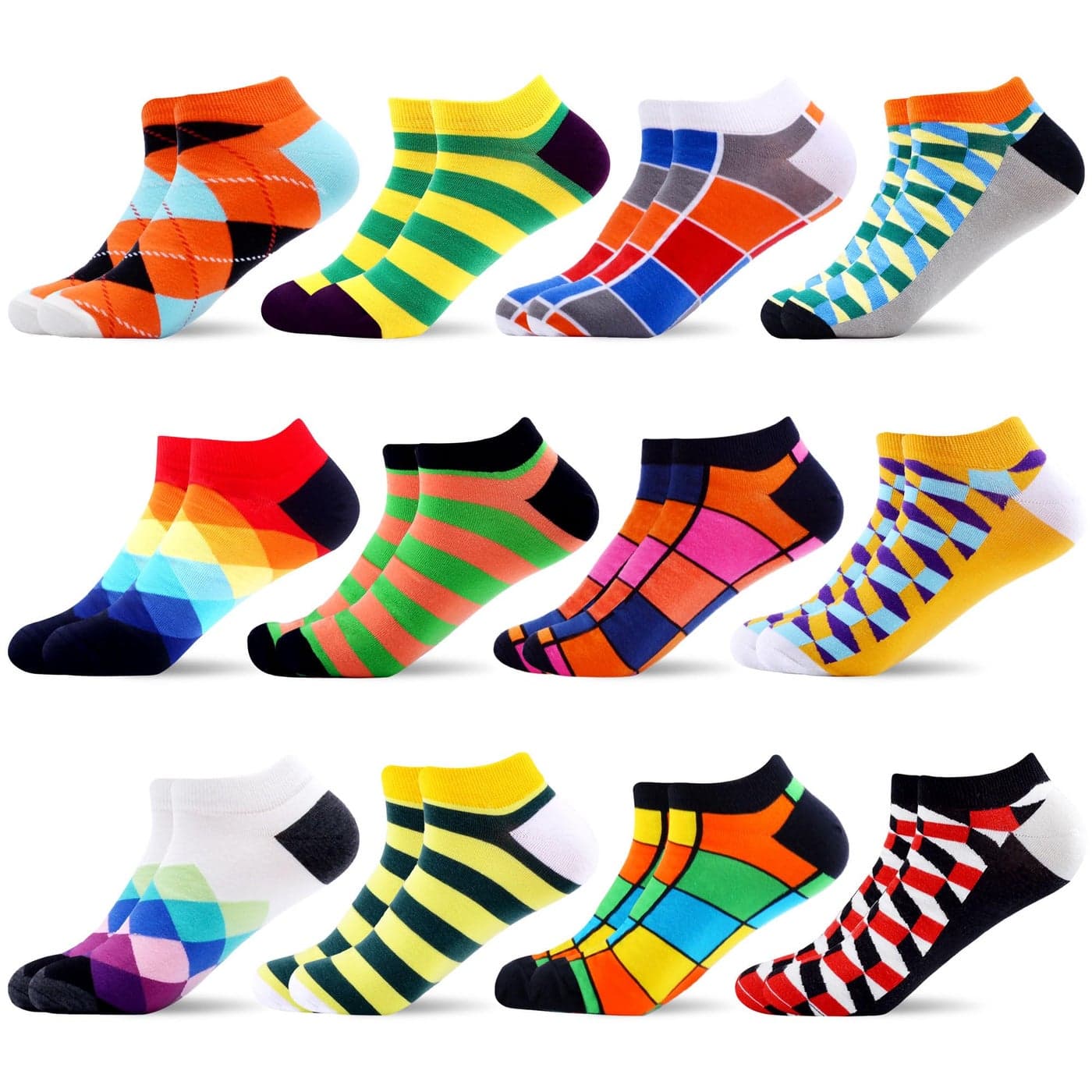 WeciBor Men's Funny Argyle Dot Colorful Casual Ankle Socks Packs Novelty Gift