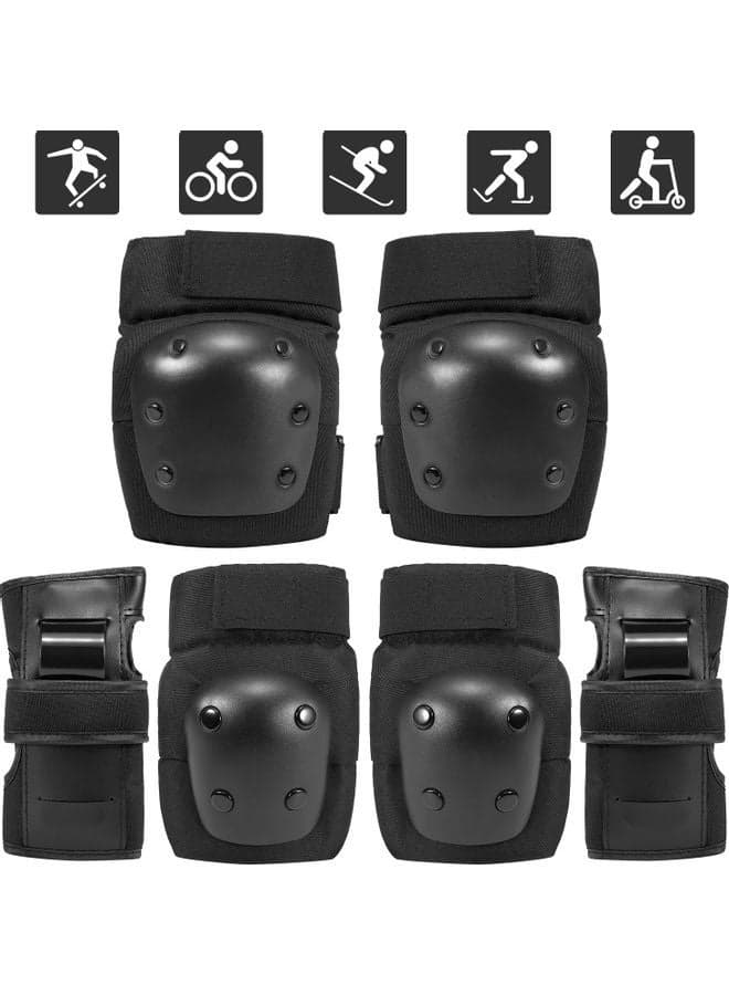 6 in 1 Kids/Adults Knee Pads Elbow Pads Wrist Pads Sport Protective Gear Set for Cycling Skateboard Roller Skating L 25*7*18cm