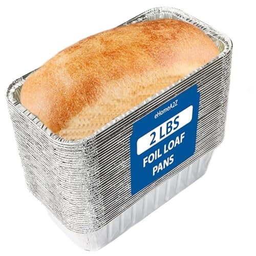 EHOMEA2Z Disposable Aluminum Loaf Pans 2lb for Baking Serving and Storing Heat Resistant Disposable Bread Loaf Pan Ideal for HotCold Foods Freezer Oven Safe 50 Pack