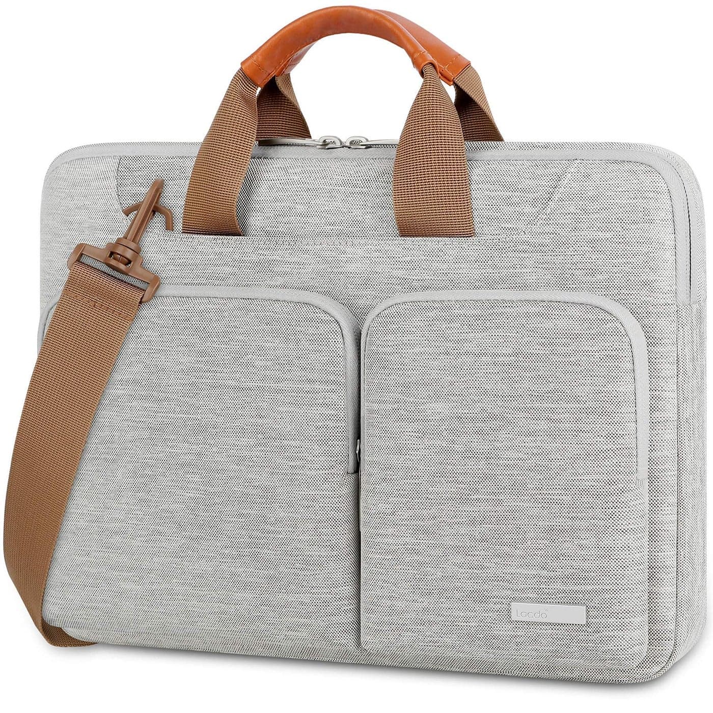 Lacdo 360° Protective Laptop Shoulder Bag, 14 inch Computer Bag for 14 inch New MacBook Pro M4/M3/M2/M1 Chips Pro Max A3112 A3401 A3185 A2918 A2992 A2779 A2442 2024-2021 Computer Messenger Bag, Gray