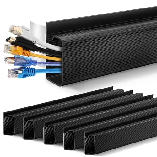 Cable Management Under Desk 94.5in (6X L15.8in) J Channel, ZhiYo Cord Organizer for Desk, Self-Adhesive Cable Organizer, Cord Management Wire Organizers for Cords, Wire Management Cable Raceway Black