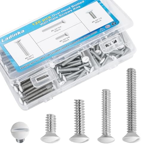 120PCS White Wall Plate Screws Kit - #6-32 Thread Outlet Cover & Switch Plate Fasteners with 4 Lengths (3/8" to 1") for Electrical Outlets, Light Switch Plates, and Faceplate Mounting