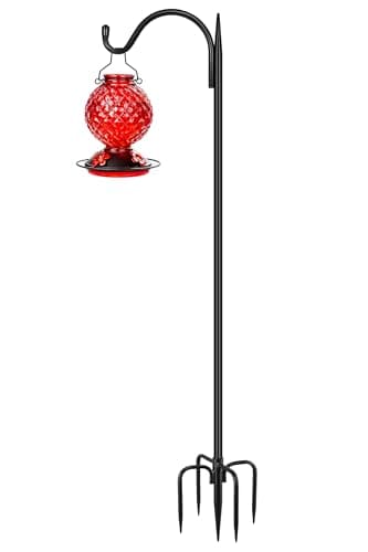 Gtongoko 63 Inch Shepherds Hooks for Outdoor with 5 Prongs Base Adjustable Bird Feeder Pole Garden Hooks for Hanging Lanterns Plants Baskets Hummingbird Feeders 1 Pack