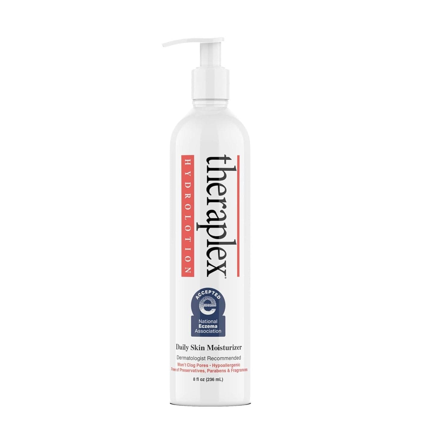 Theraplex Hydro Lotion 8 oz No Parabens or Preservatives Noncomedogenic and Hypoallergenic FragranceFree Dermatologist recommended National Eczema Association Seal of Approval