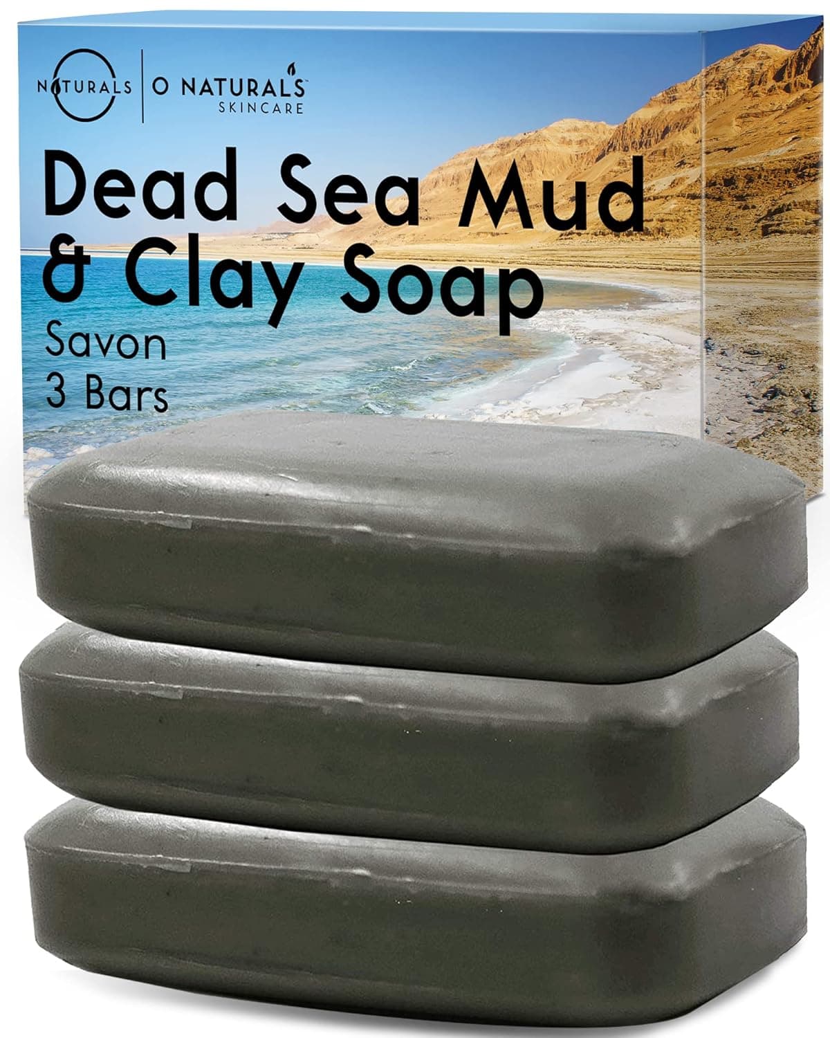 O NATURALS 3PCS Dead Sea Salt Mud Clay Natural Bar Soap Helps Acne Prone Skin Scalp Exfoliator Organic Vegan Dead Sea Mud Soap Natural Soap for Men Women 4 oz