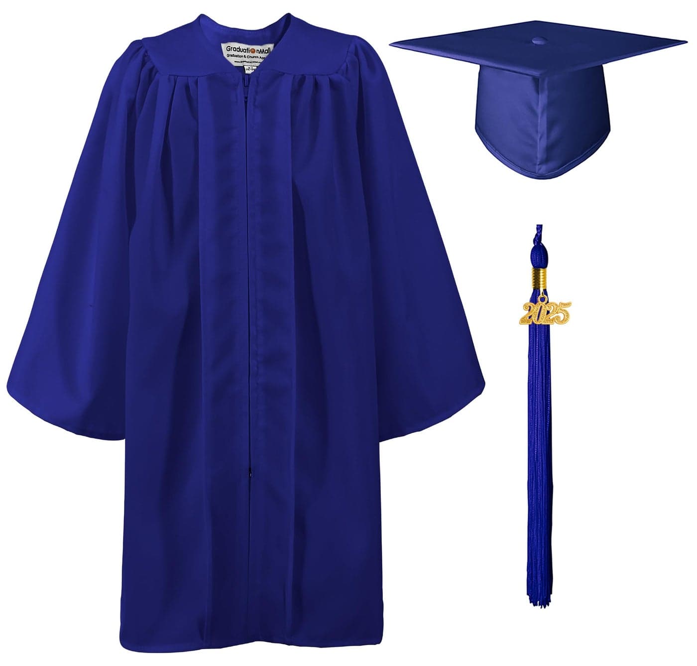 GraduationMall Matte Kindergarten & Preschool Graduation Gown Cap Set with 2025 Tassel Royal 27 (3'6"-3'8")