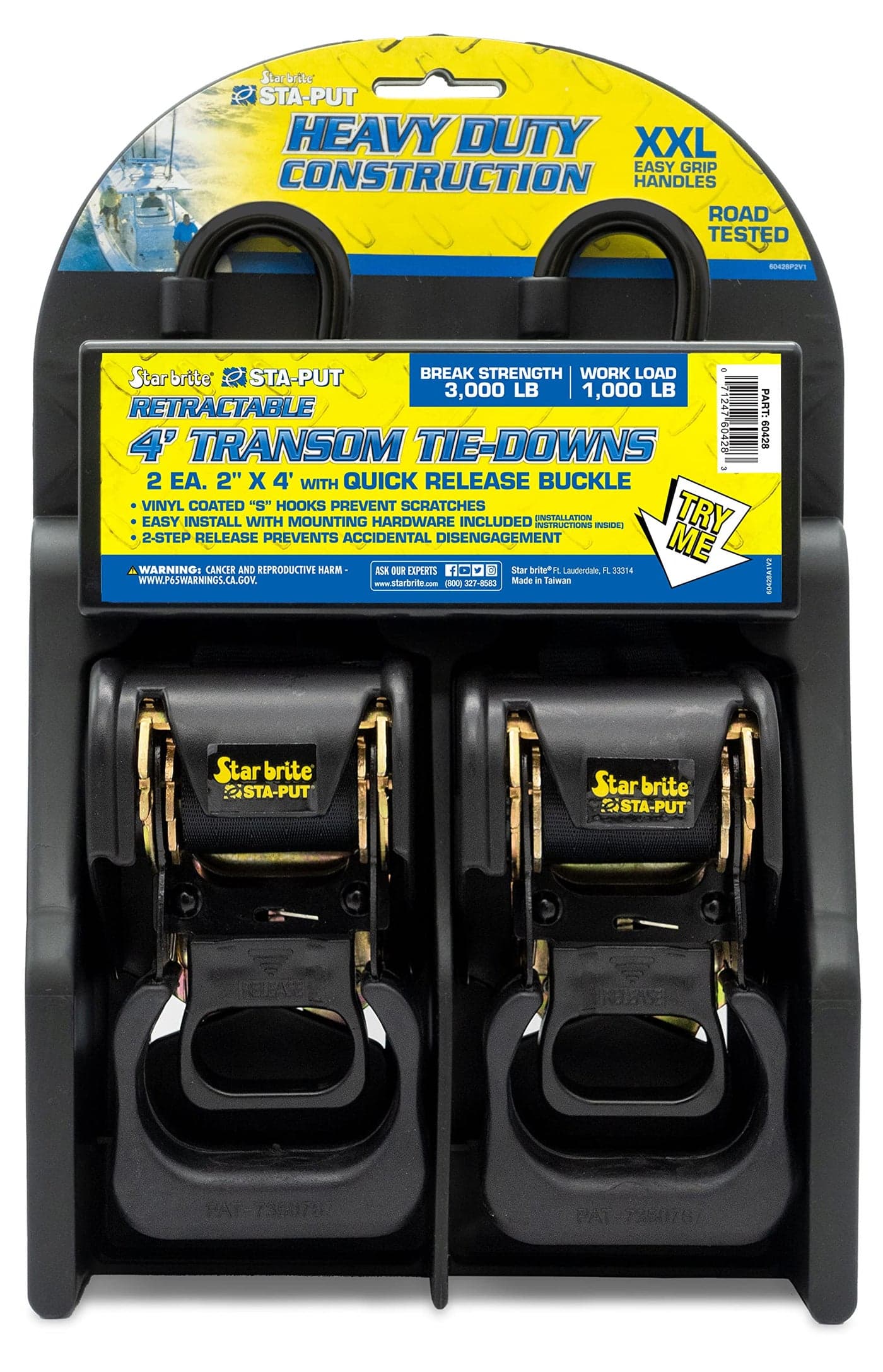 STAR BRITE Heavy Duty Retractable Tiedown with Quick Release Buckle 060428