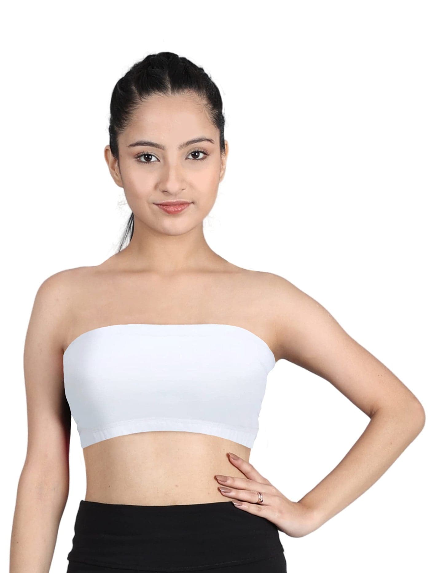 DChica Essentials Slip-on Strapless Bra for Teenagers, Girls Cotton Non-Wired Non-Padded Crop Top Bra Full Coverage Seamless Gym Stylish Training Bra for Kids(Pack of 1) White