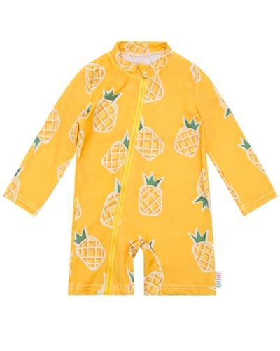 ALVABABY 12-18M Long Sleeve Zip Rashguards, Baby/Toddler Girls' Rash Guard Sets, Boy's Swimsuit UPF 50+ Sun Protection One Piece Zipper Bathing Suit