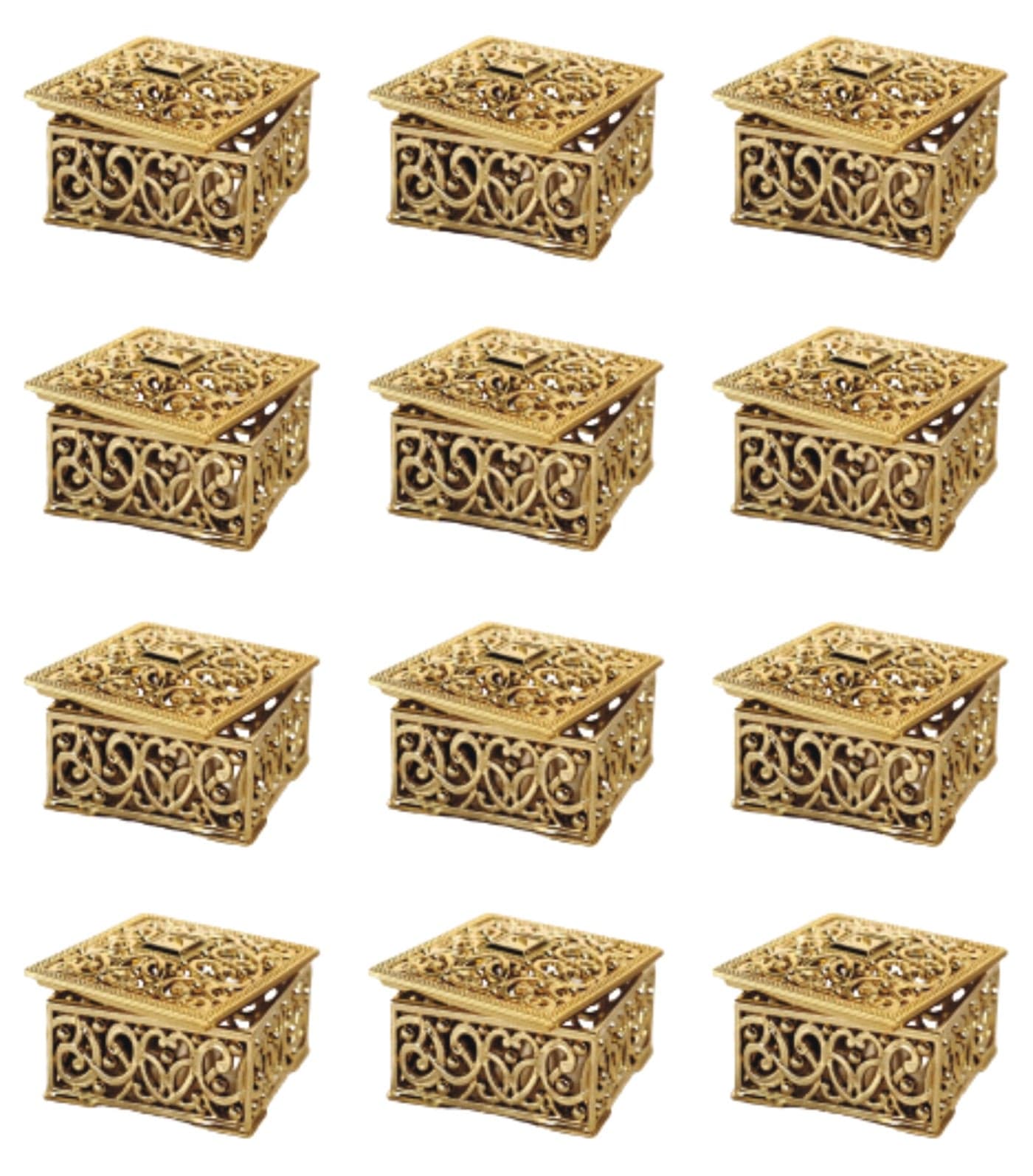 VRB DecTM 6pcs chocolate box Plastic Wedding organisers storage box Candy Jars/Storage Boxes Gift Boxes for Wedding Baby Shower Christmas Birthday Party Dry Fruits (Pack of 6 Pcs, Rectangle Golden)