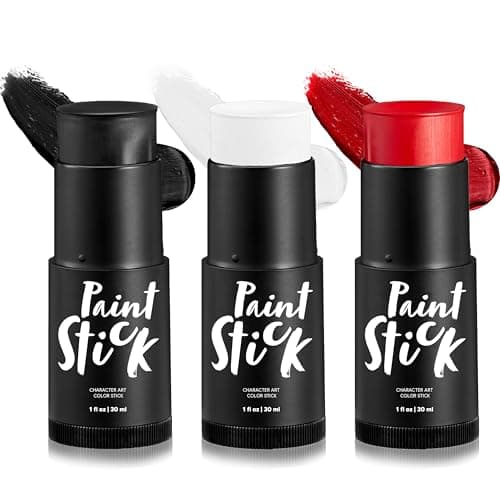 Spooktacular Creations 3 PCS Halloween Makeup Face Body Paint Set Foundation Makeup Waterproof Stick Kit Halloween Eye SFX Zombie Cosplay for Adult Party Dress Up Black White Red