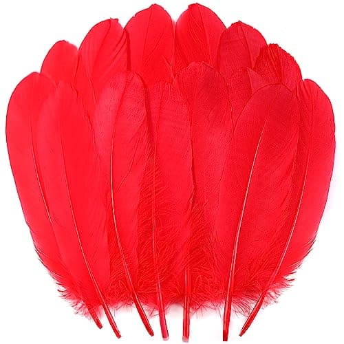 Ballinger Big Red Goose Feathers 120Pcs 68inch Feathers Bulk for DIY CraftsAngel WingsDream Catcher and Wedding Party Decor