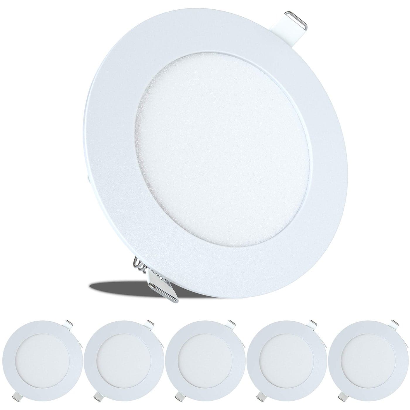 LeisureLED 5 Pack RV Boat Recessed Ceiling Light 450 Lumen Super Slim LED Panel Light DC 12V 475 6W Full Aluminum Downlights Warm White