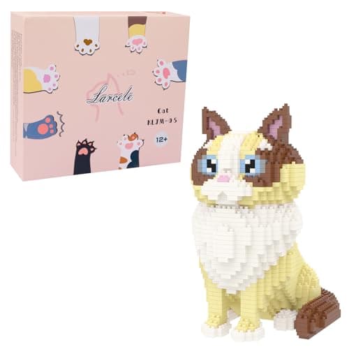 Larcele Cat Micro Building Blocks Animal Set DIY Mini 3D Building Toy Bricks Kit1160 Pieces KLJM05 Ragdoll
