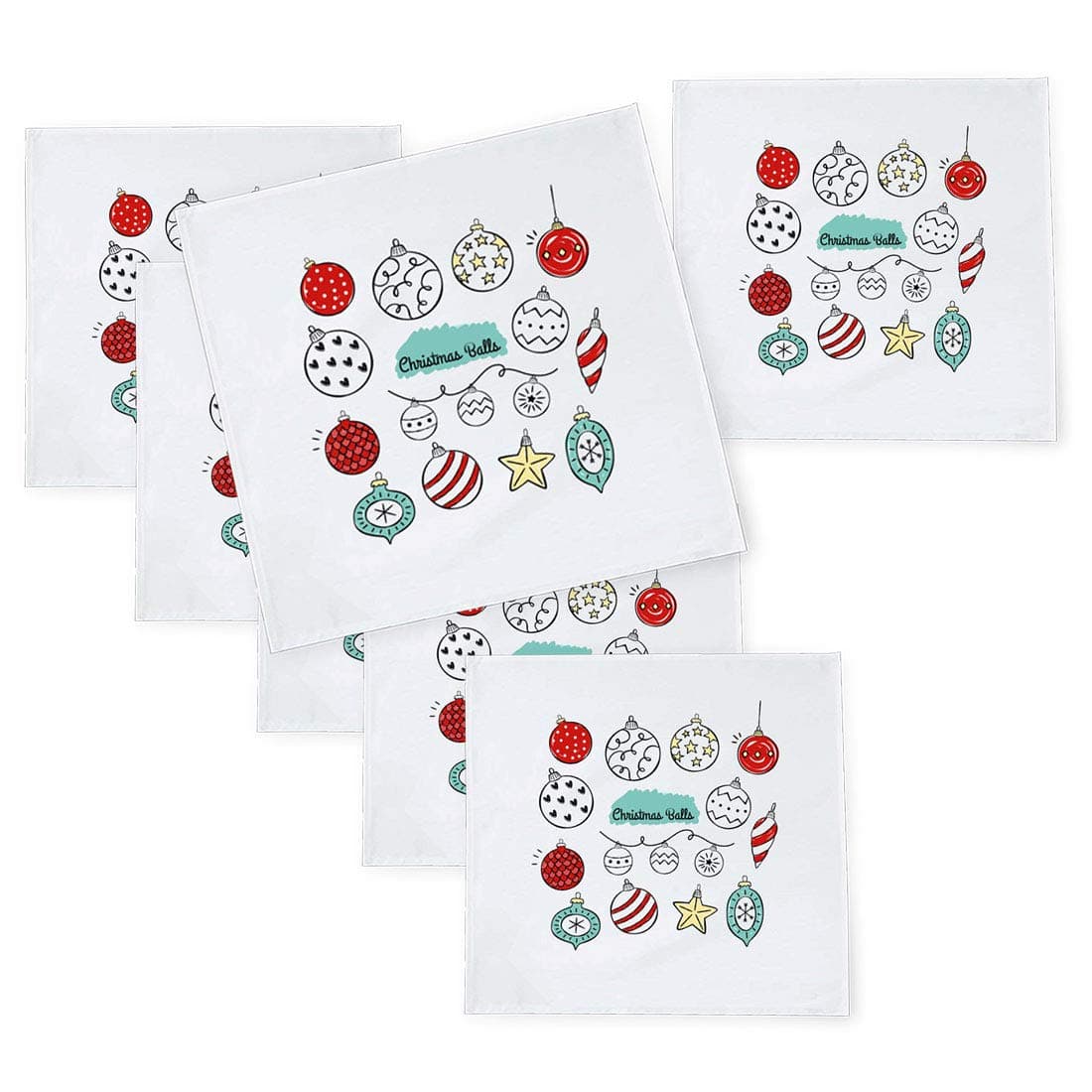 Khakee 6 Pcs Christmas Theme Tafta Silk Table Napkins 10x 10 for Xmas Decoration Christmas OrnamentsChristmas Gift npxmas306P
