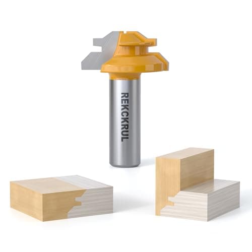 REKCKRUL Professional 45 Degree Lock Miter Router Bit - Carbide Tipped, 1/2" Shank, Cutting Height: 1/2", Woodworking Tools for Cabinets, Drawers, Doors & Furniture