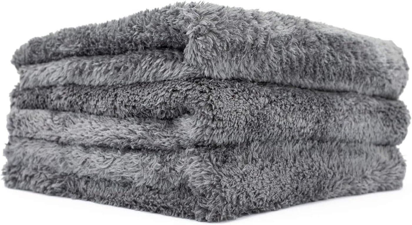 Auto Hub 600GSM Microfiber Cloth for Car - Ultra Soft - Edgless & Dual Sided Microfiber Cloth - Lint & Streak Free Car Cleaning Cloth - Multipurpose Car Wash Cloth- Coral Fleece - 3pc, 40x40 cm- Grey