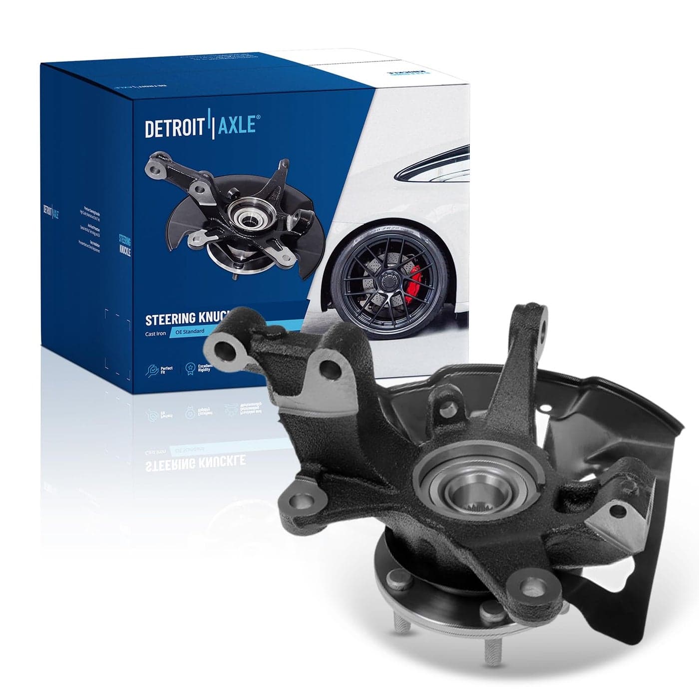 Detroit Axle Front Steering Knuckle for 0715 Mazda CX9 0712 CX7 Right Steering Knuckle Wheel Hub Bearing Assembly 2007 2008 2009 2010 2011 2012 2013 2014 2015 Replacement