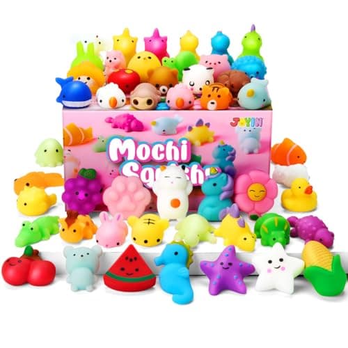 JOYIN Mochi Squishy Toy Set 100 Pack Mini Squishy Mochi Party Favors for Kids Kawaii Stress Relief Toys Basket Stuffers Goodie Bags Fillers Birthday Gifts Classroom Prizes