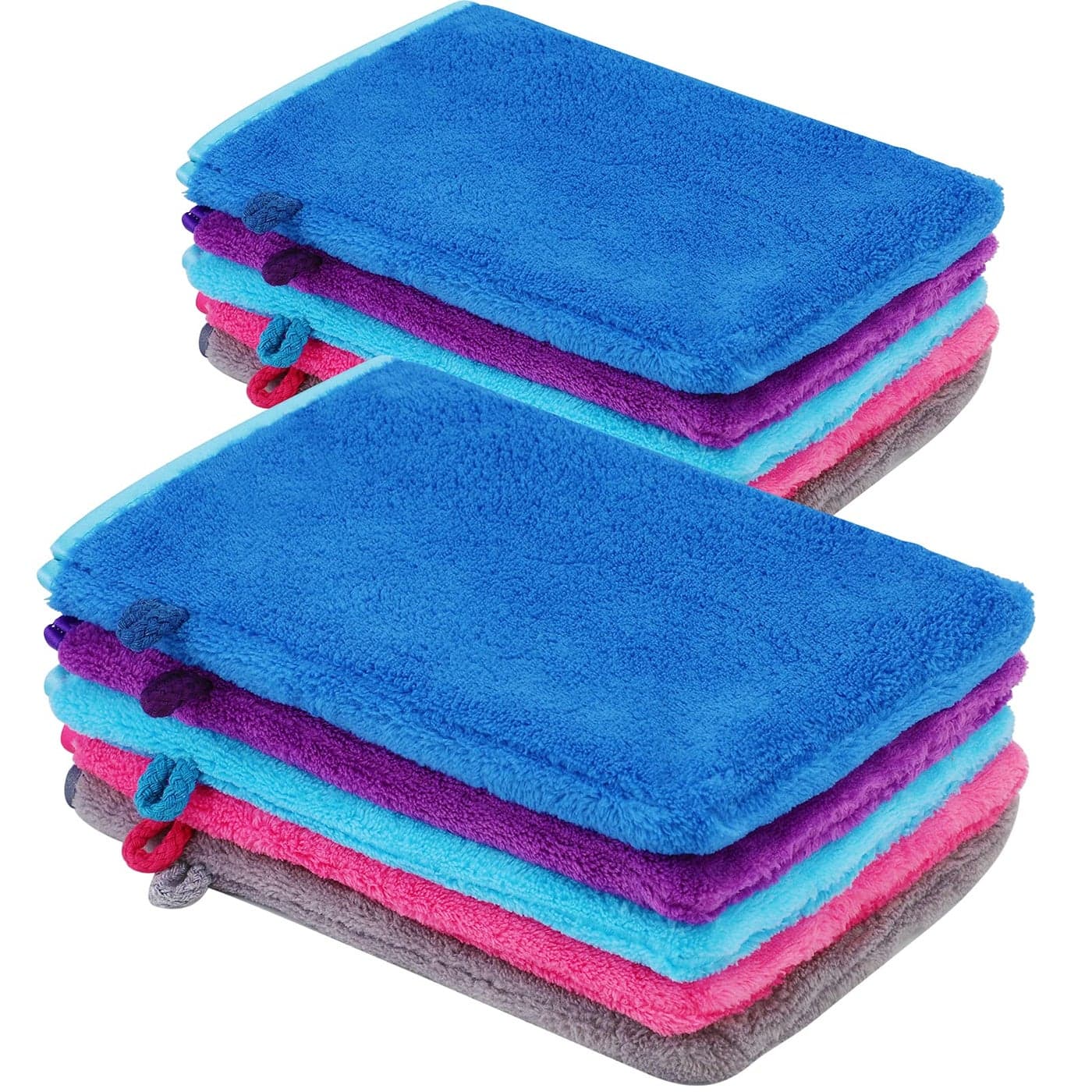 PHOGARY 10 Pack Microfiber Body Wash Mitts Flannel Soft Face Mitten Bath Spa Cloth Reusable Makeup Remover Mitt Gloves European Style Wash Cloth15 21cm 5 colors