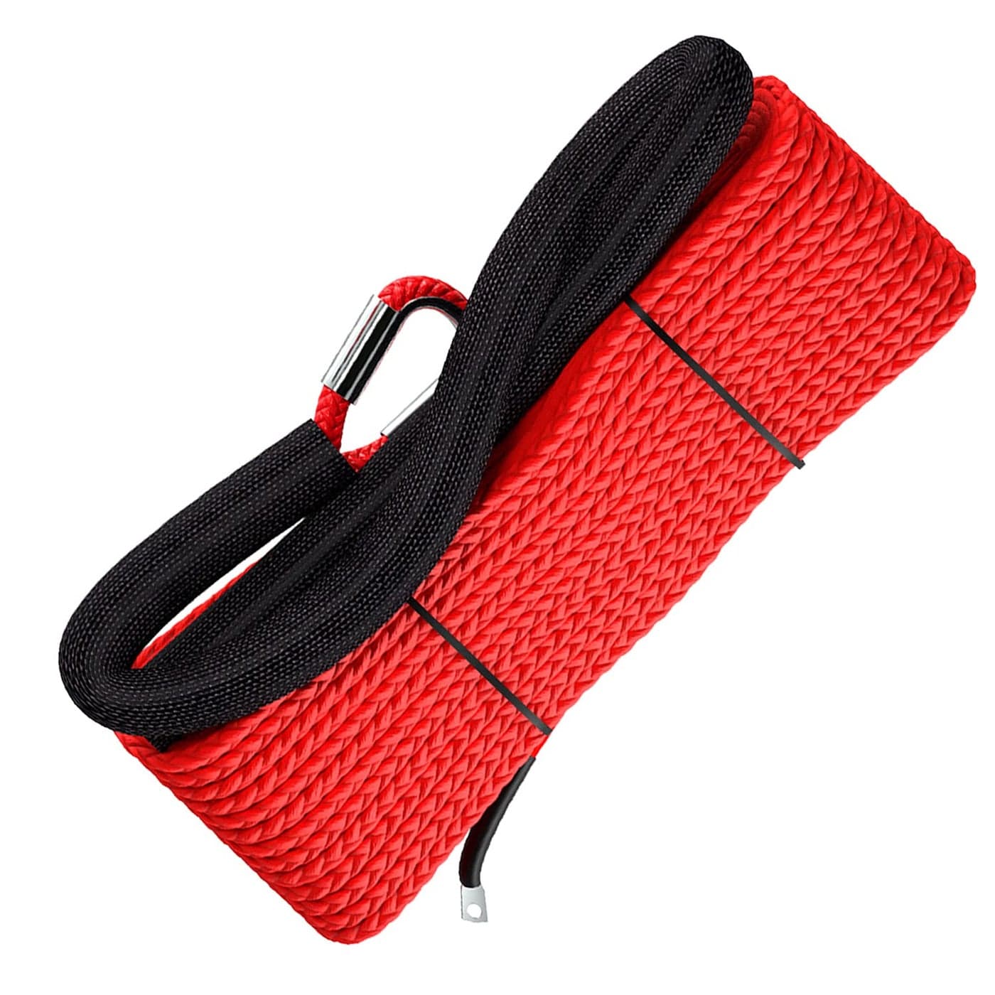 Miolle Synthetic Winch Rope 14x50 MBS8200lbs Lab Tested HeatTreated PreStretched with Black Sheath for ATV UTV