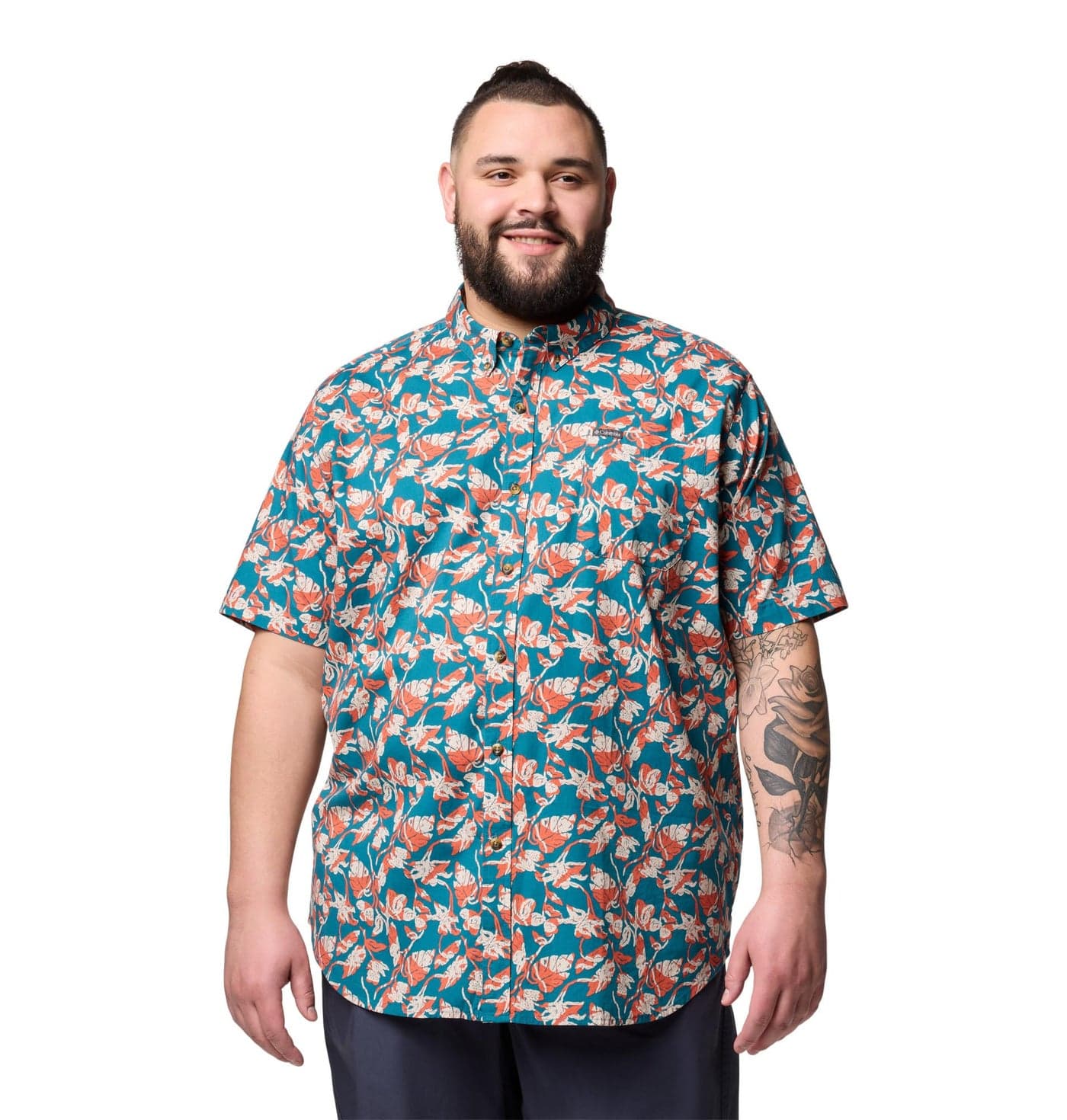 Columbia Mens Rapid Rivers Printed Short Sleeve Shirt River Blue Vined Small