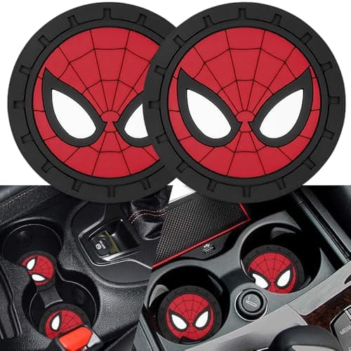 2Pcs Car Cup Holder Coasters for Spider Man Marvel Fans Silicone NonSlip Drink Mats Cup Mats for Car Interior Accessories Universal AntiSpill Coaster Insert