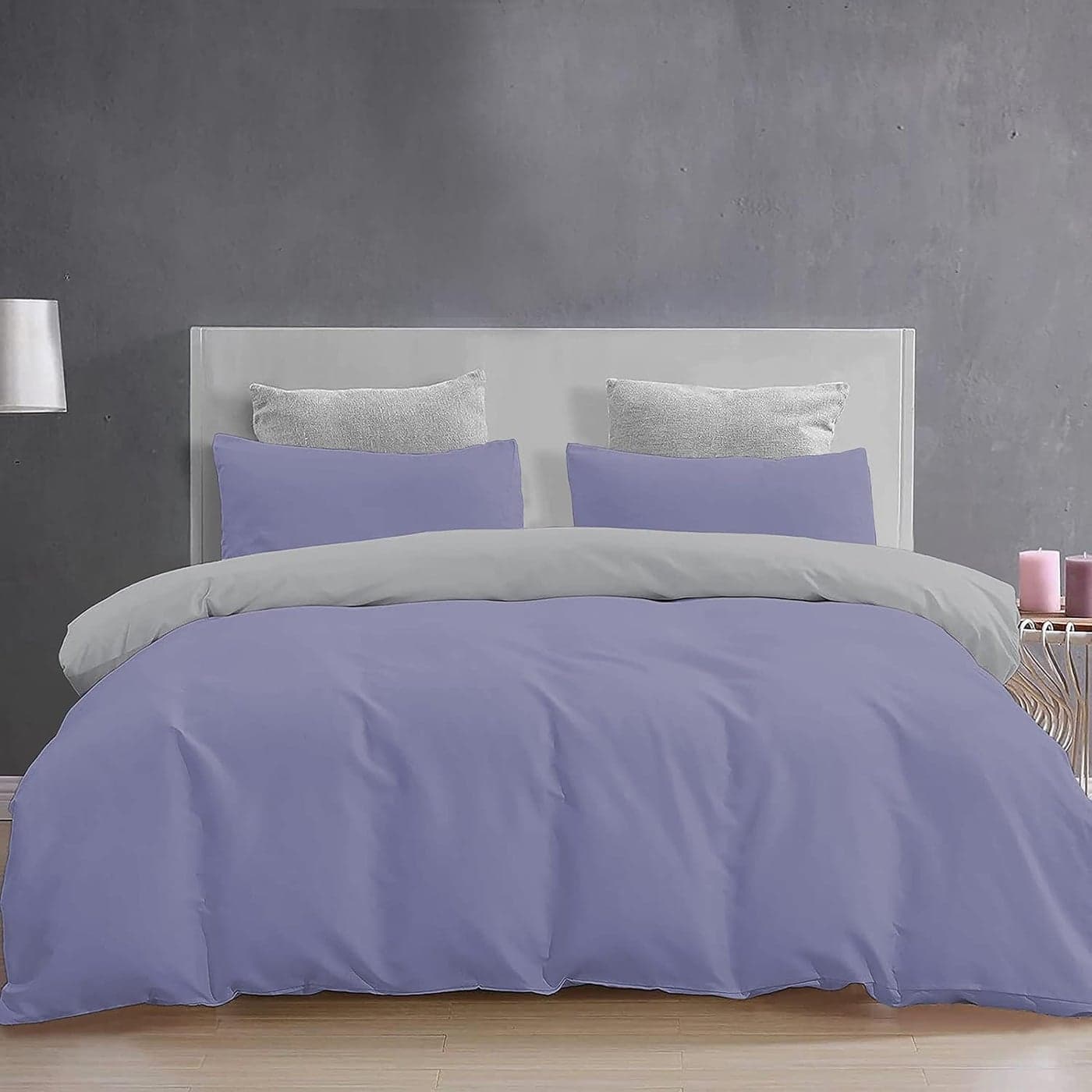 YRM Beddings 3 Pieces Duvet Cover Setr 100 Brushed Microfiber Reversibles with Zipper Closure Duvet Cover 61X91 Inches and 2 Pillow Cover 18X28 Inches Single SizeSilverMedium Blue