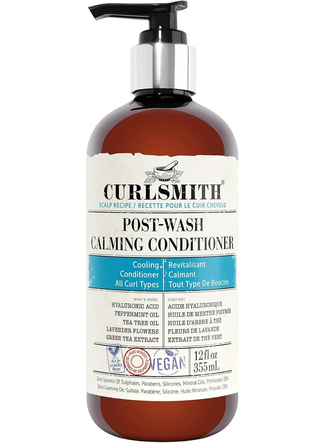 Curlsmith - Post-Wash Calming Conditioner - Vegan Cooling Rinse-Out Conditioner for any Hair Type, Scalp Soothing (12 fl oz) — 355M