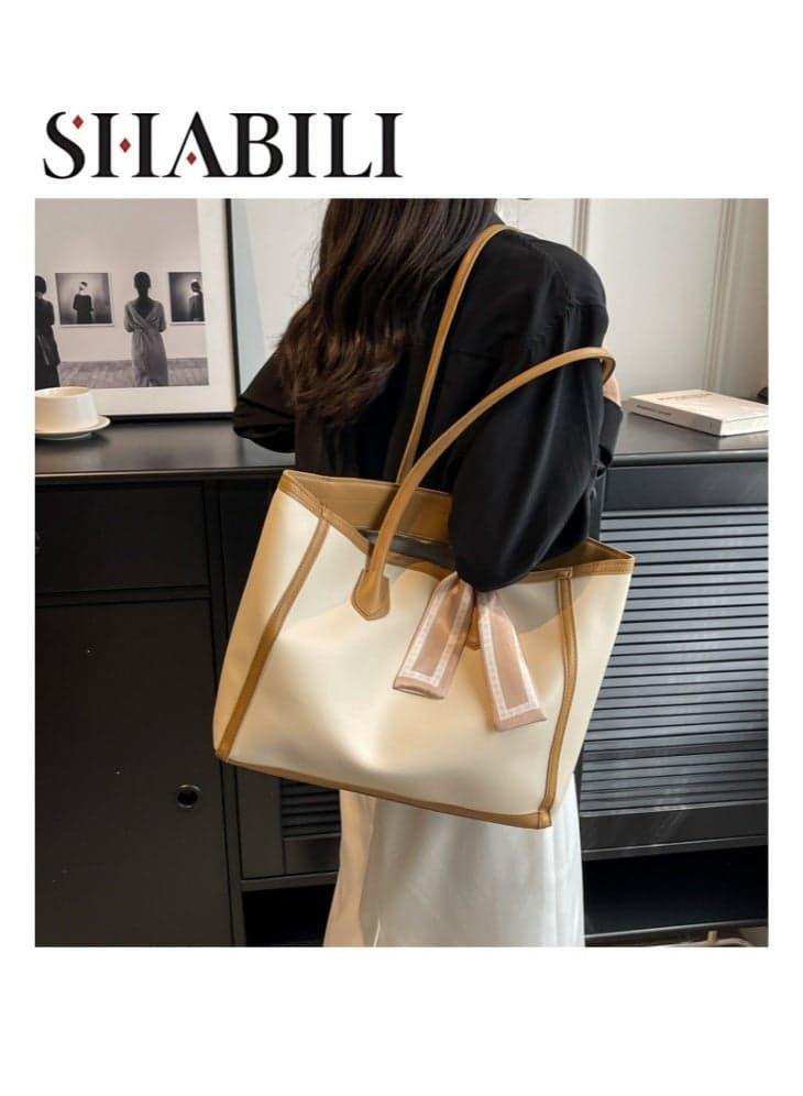 Women's Large Capacity PU Tote Bag, Ladies Bag Satchel Bag Handbag Shoulder Bag with Inner Pouch, Fashion Work Office School Shopping Shoulder Purse for Commuting Travel Business Ladies and Dating