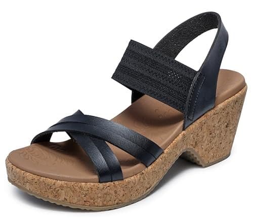 Skechers Women's BRYSTOL - NIGHT SKIES heel sandal, Black 9 M