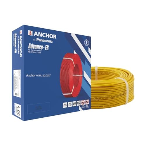Anchor by Panasonic Advance FR 90m 4 sq.mm Electric Wire, PVC Insulated Class 2 Conductor (100% Copper), Anti-Rodent & Flame Retardant Wire for Domestic & Industrial Use (27426YW)