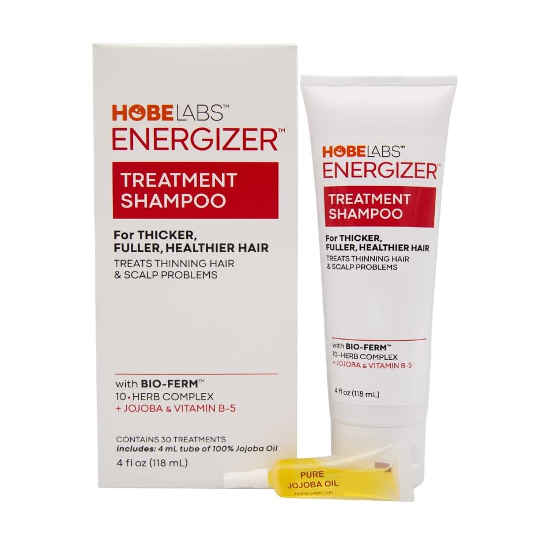 Hobe Labs Energizer Treatment Shampoo with Jojoba Oil 4 fl oz Bio Ferm Penetrates and Removes Excess Sebum Without Chemicals Soothes and Repairs Damaged Hair and Scalp