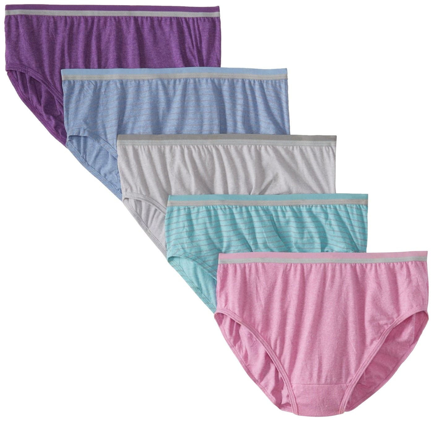 Fruit of the Loom Women's Plus Size "Fit For Me" 5 Pack Heather Hi-Cut Panties, Assorted, 13
