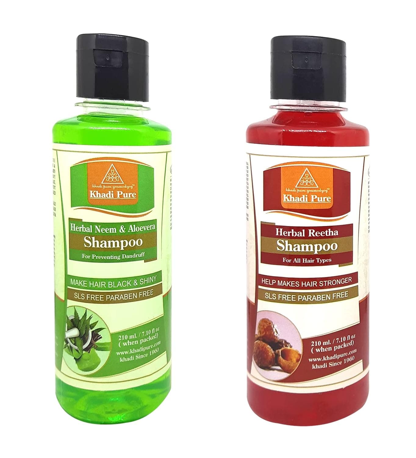 Khadi Pure Neem Aloe Vera SLS Reetha SLS ShampooHair Cleanser 210 ml Pack of 2