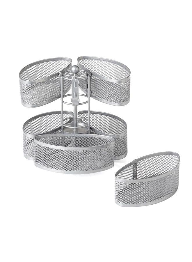 Nifty Organizing Carousel – Silver Finish, Spins 360-Degrees, Cosmetic Bathroom or Bedroom Vanity Storage, Beauty Supplies Organizer, Lazy Susan Platform