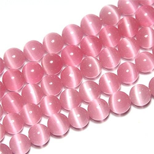 6mm Pink Cat Eye Beads Round Semi Precious Gemstone Loose Beads for Jewelry Making 6366pcsstrand