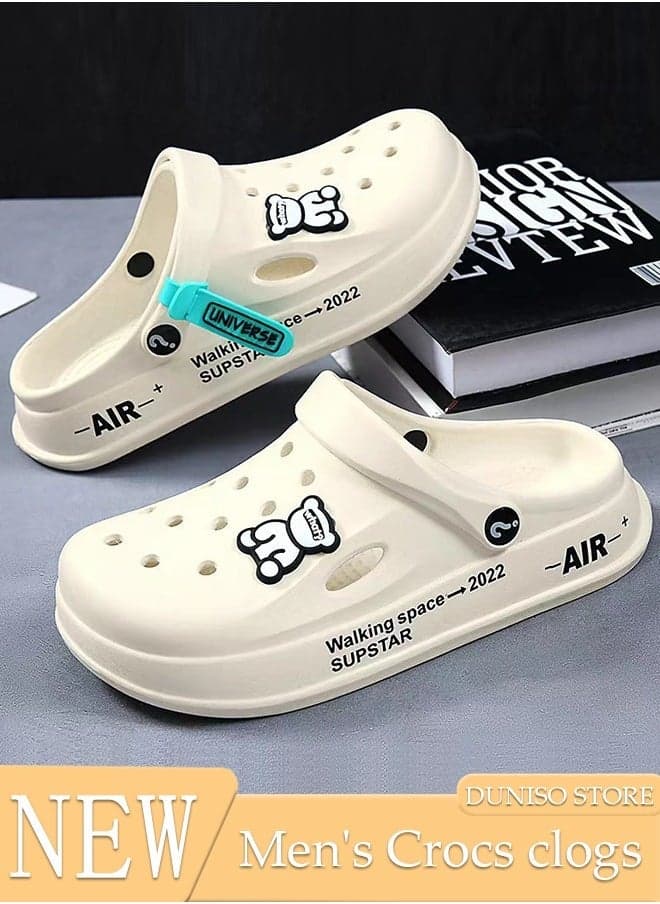 Men's Crocs clogs Sandals Bath Slippers Quick Drying Slide Sandal Non-Slip Soft Shower Slippers Spa Bath Pool Gym House Slippers Beach Sandals for Indoor & Outdoor