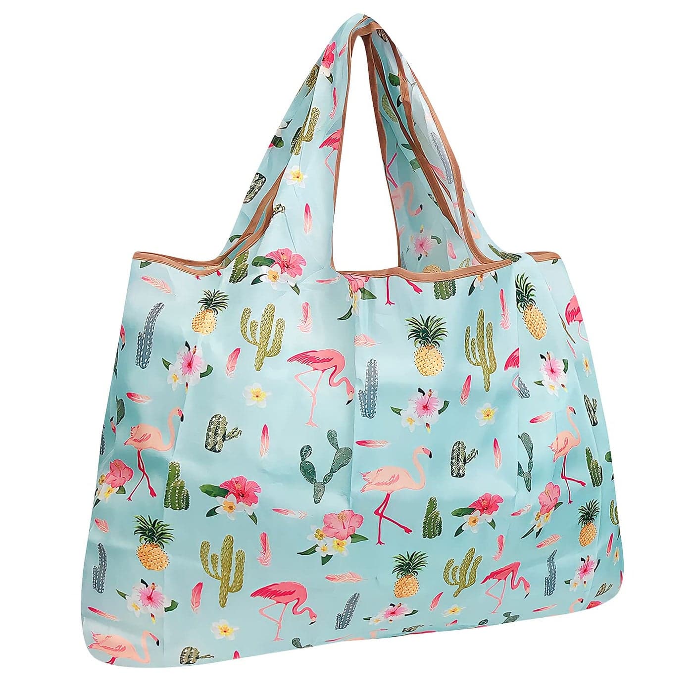 allydrew Large Foldable Tote Nylon Reusable Grocery Bag Tropical Paradise
