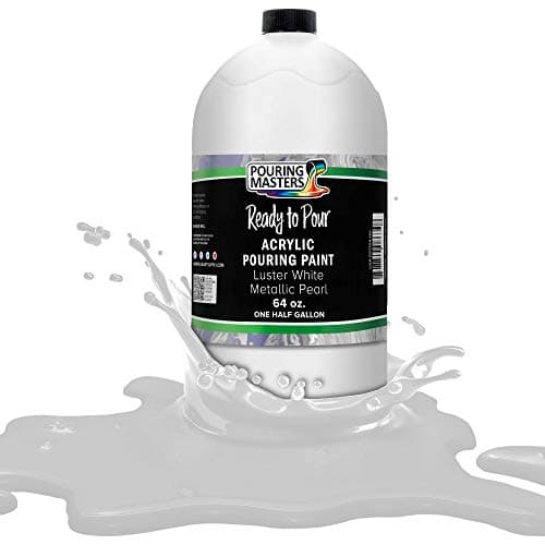 Pouring Masters Luster White Metallic Pearl Ready to Pour Acrylic Pouring Paint - Premium 64-Ounce Pre-Mixed Fluid Acrylic Paint - Fluid Art Supplies for Canvas, Wood, Paper, Tile & Rocks