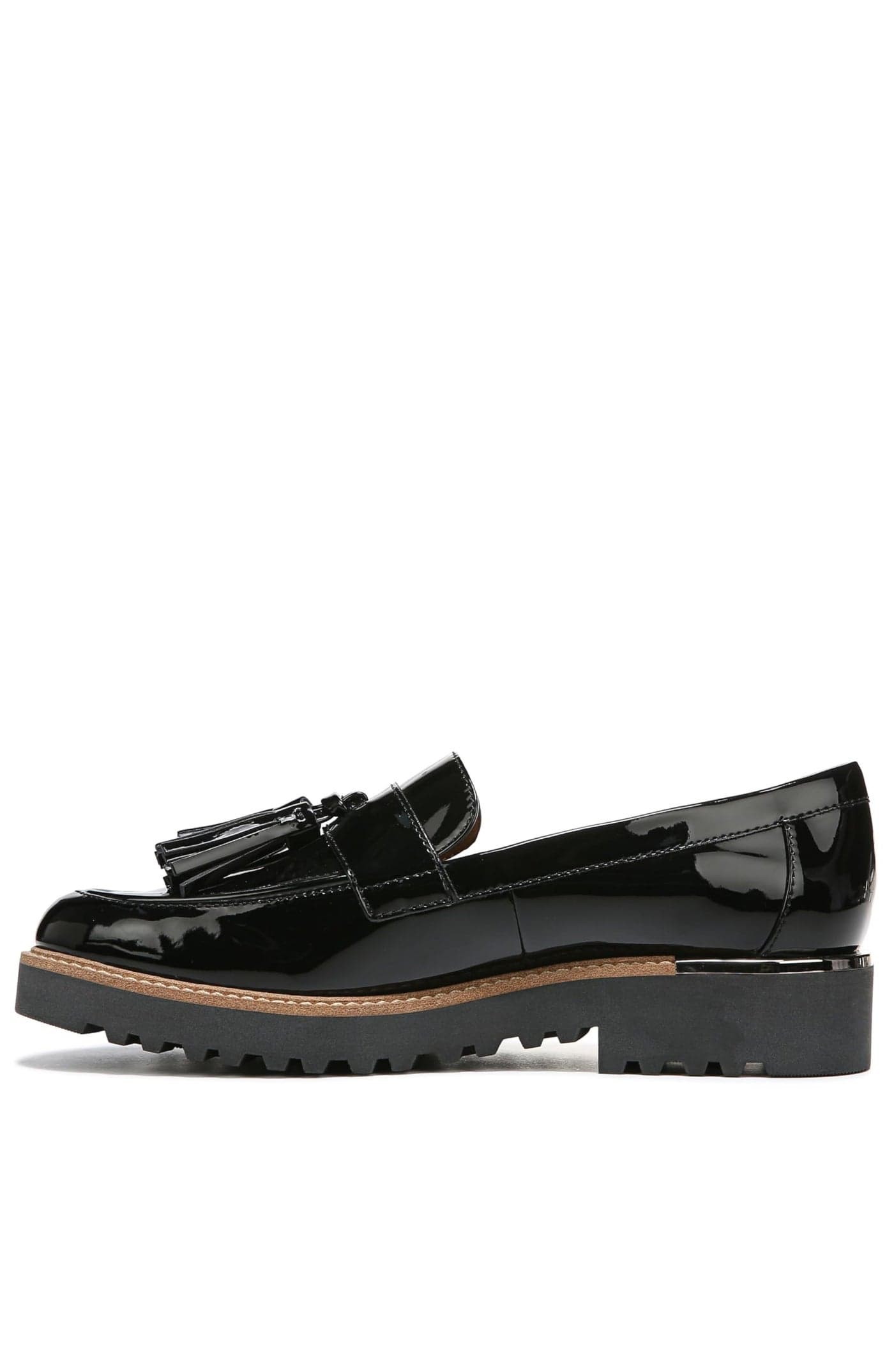 Franco Sarto Womens Carolynn Lug Sole Loafer with Tassel Detail Black 10 M