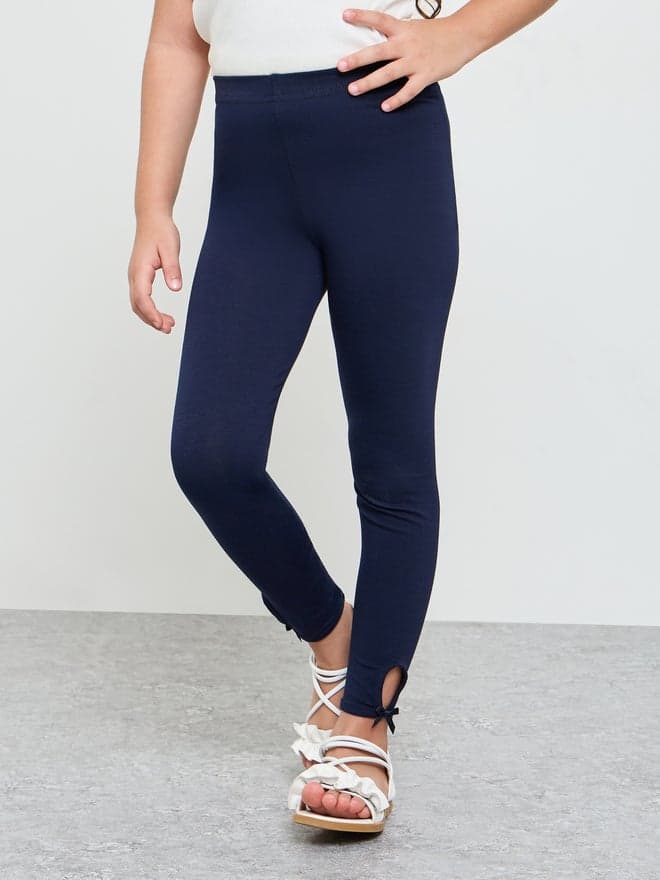 Styli Girls Bow Detail Cotton Leggings