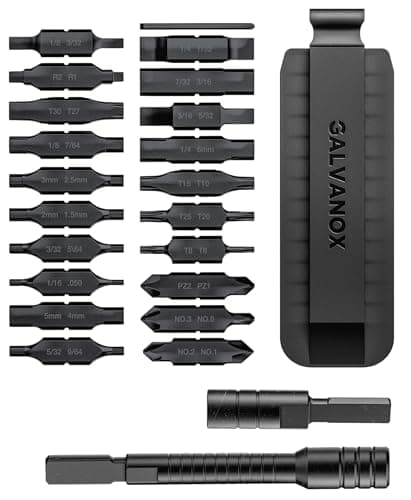 Galvanox 23PC Accessories Set Compatible with Leatherman MultiTools 59HRC Hardened DoubleSided 21 Piece Bit Kit with Driver Extender Hex Adapter and Sheath Holder Black