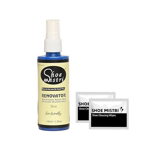 Shoe mistri Shoe Cleaner(2 Wipes) and Blue Renovator - Suede, Nubuck, Canvas, Knit and most other absorbent Fabrics - 100 Ml