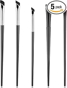 5 Pack Slanted Eyebrow Brush Eyeliner Brushes Angled Makeup Brush Fine Angled Eyebrow Concealer Brushes Ultra Thin Slanted Flat Angle Eye Makeup Brushes for Precision Makeup Application