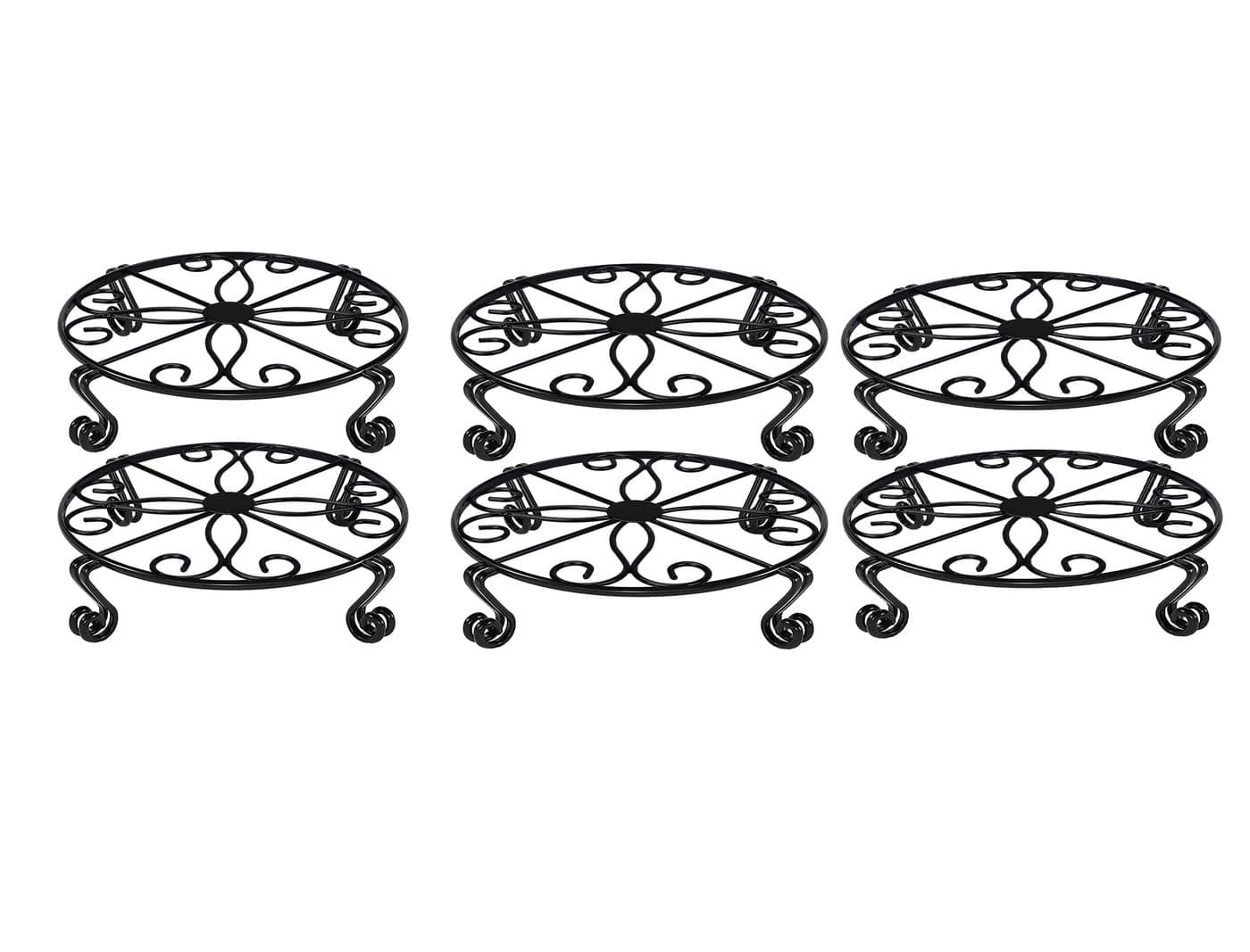 AAFIYA HANDICRAFTS® Rust-Free Metal Plant Stand Gamla Stand Flower Pot Holder for Indoor & Outdoor Use Pack of 6 (Black)
